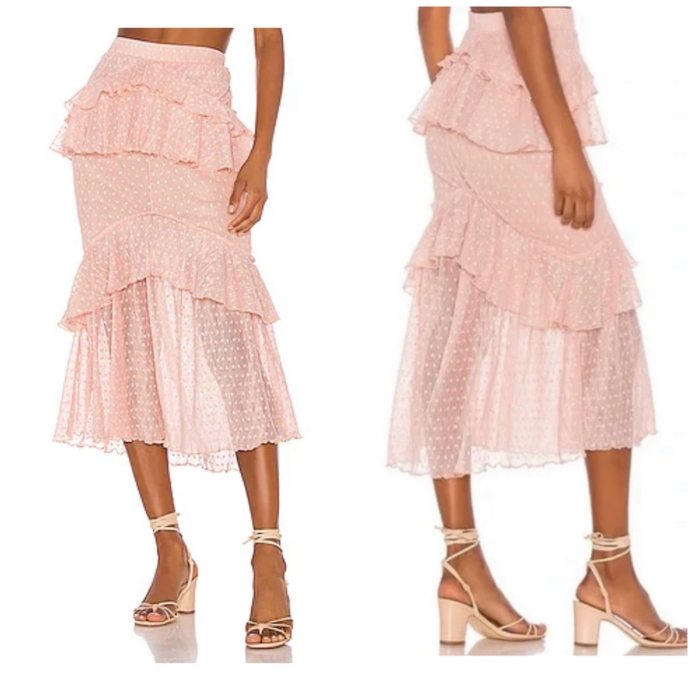 Song of Style Ada Midi Ruffle Skirt in Pink
Blush | REVOLVE Size Medium